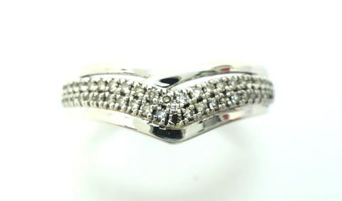 9ct White Gold & Diamond Wishbone Ring