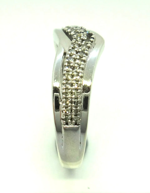 9ct White Gold & Diamond Wishbone Ring