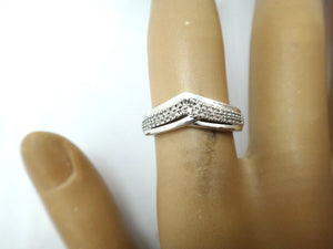 9ct White Gold & Diamond Wishbone Ring