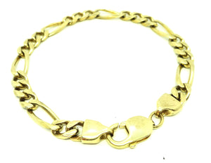 Mens 9ct Yellow GOLD Figaro Link Bracelet