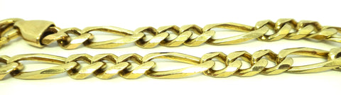 Mens 9ct Yellow GOLD Figaro Link Bracelet