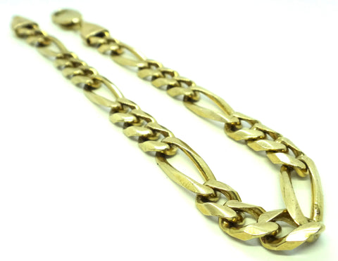 Mens 9ct Yellow GOLD Figaro Link Bracelet