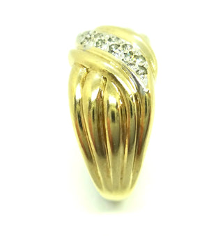 9ct Yellow GOLD & Diamond Crossover Ring