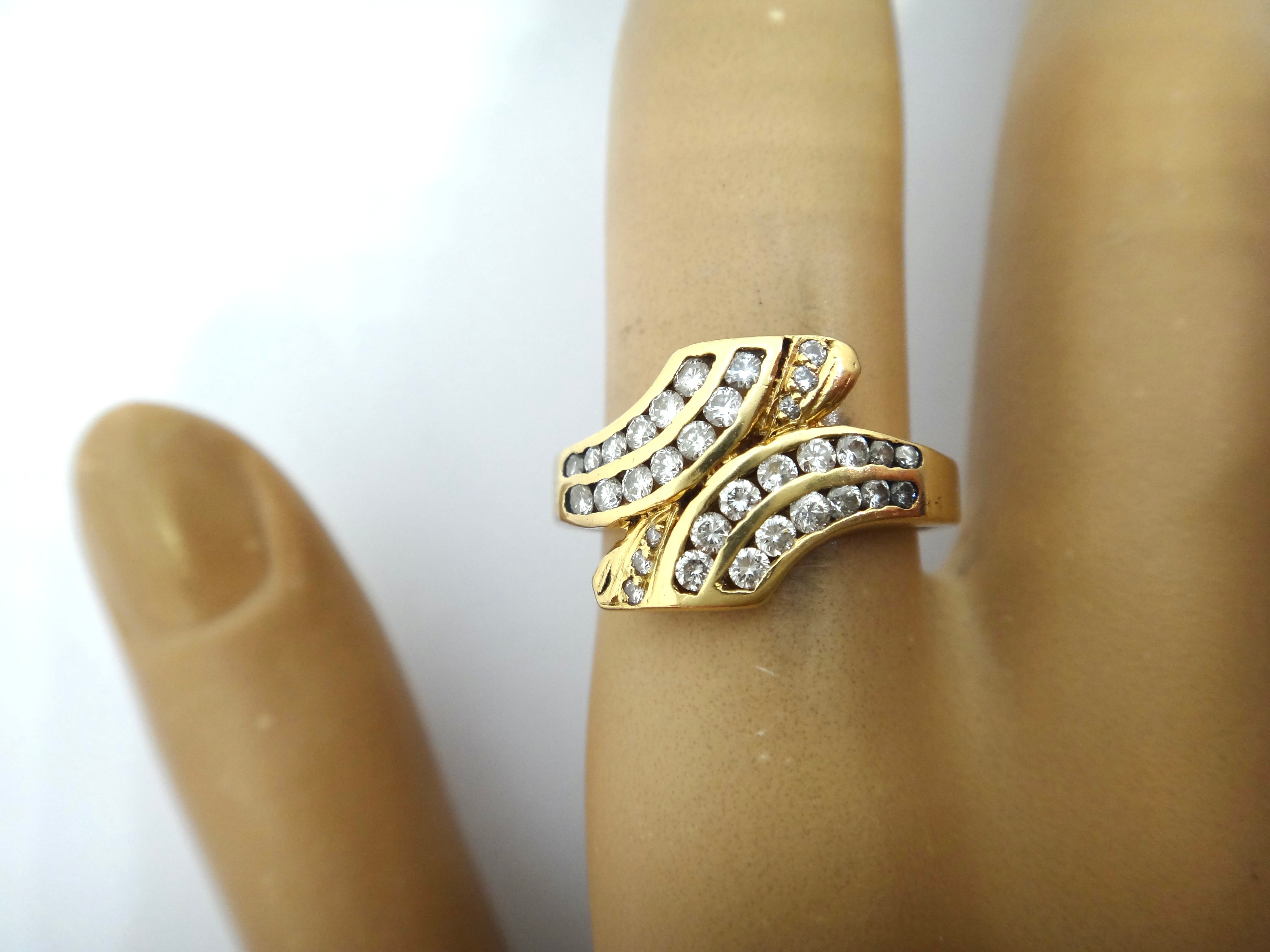 Egyptian 18ct Yellow GOLD & Diamond Crossover Ring