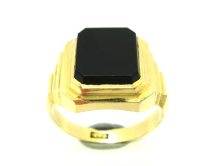 Heavy MENS 18ct Yellow Gold & Black Onyx Signet Ring – SJs City Cash