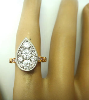 HANDMADE 18ct Rose Gold, White & PINK DIAMOND Pear Shaped Ring VAL $12,650