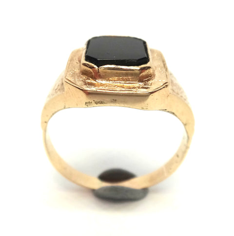 ANTIQUE 9ct Gold & Onyx Mens Signet Ring