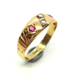 ANTIQUE 18ct Gold, RUBY & Diamond Ring, c.1900