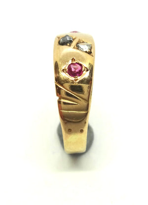 ANTIQUE 18ct Gold, RUBY & Diamond Ring, c.1900