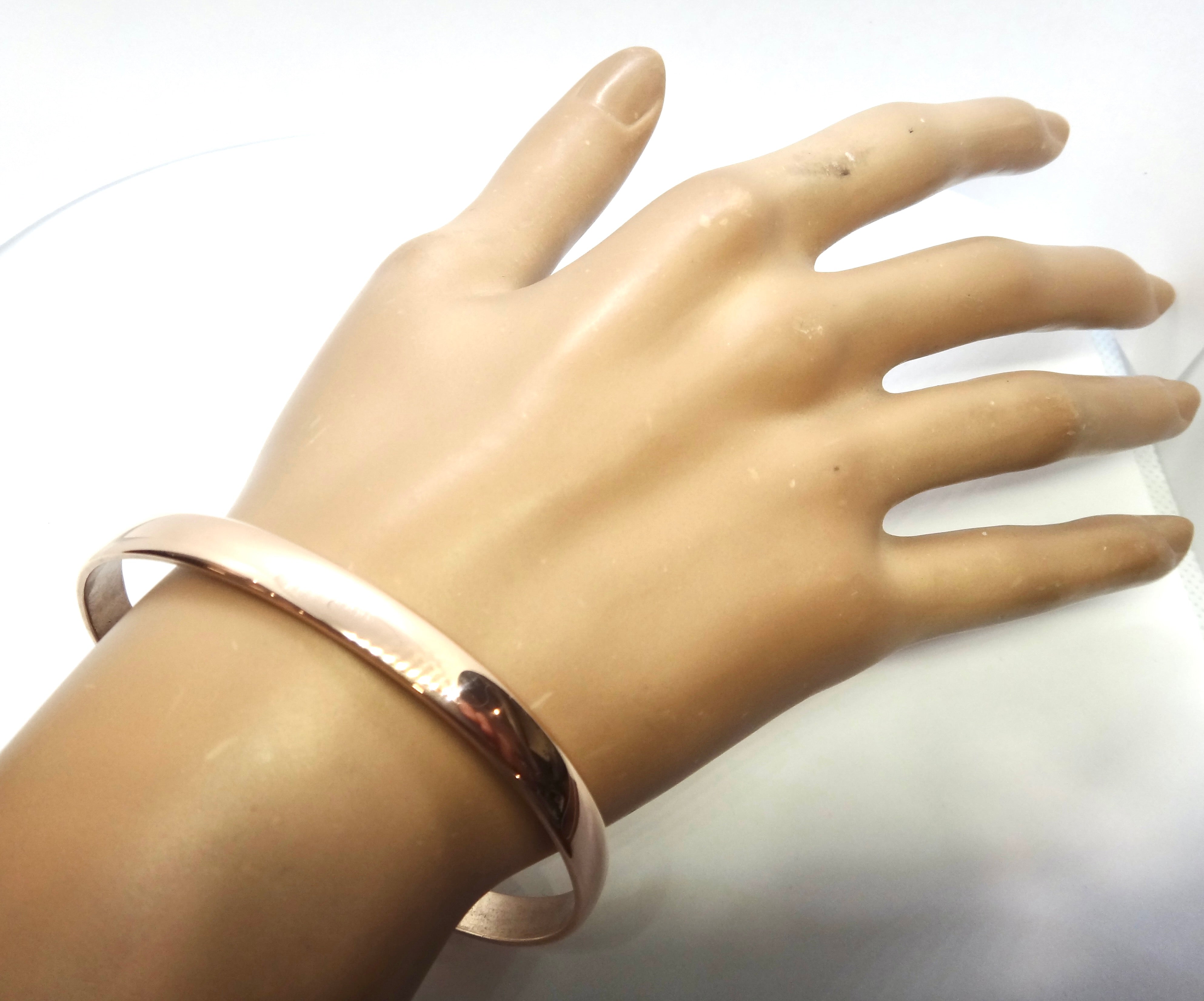 Solid 9ct ROSE Gold Half Rounded Bangle