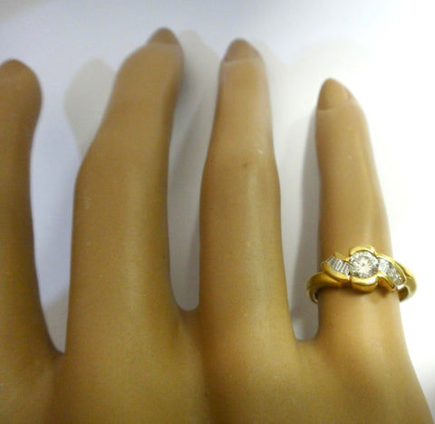 18CT Yellow GOLD, Baguette & Brilliant Cut DIAMOND Ring