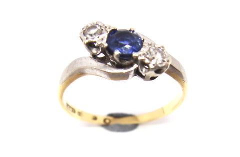 ANTIQUE 18CT GOLD, Sapphire & Diamond Ring