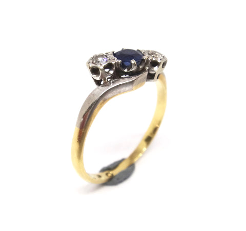 ANTIQUE 18CT GOLD, Sapphire & Diamond Ring