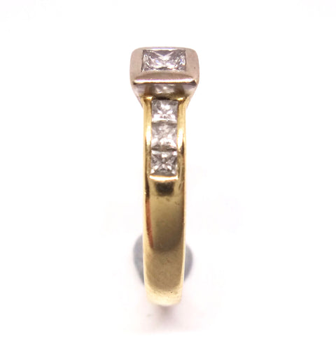 18CT Yellow GOLD & Multi Princess Cut DIAMOND Ring