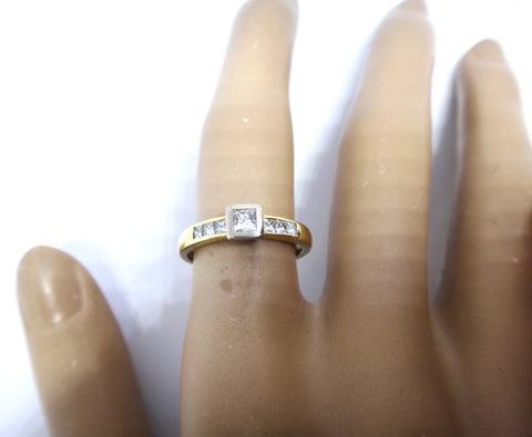 18CT Yellow GOLD & Multi Princess Cut DIAMOND Ring