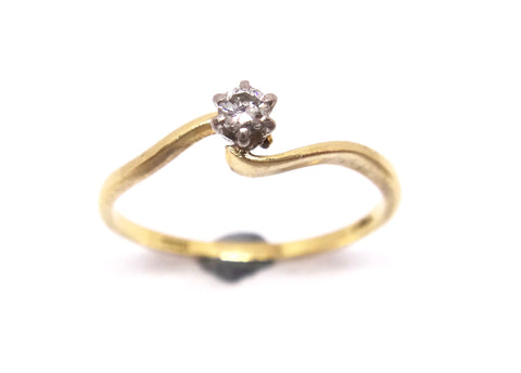 18CT Yellow Gold, Palladium & DIAMOND Solitaire Ring