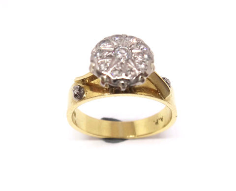 18CT Yellow GOLD, Palladium & DIAMOND Cluster Ring