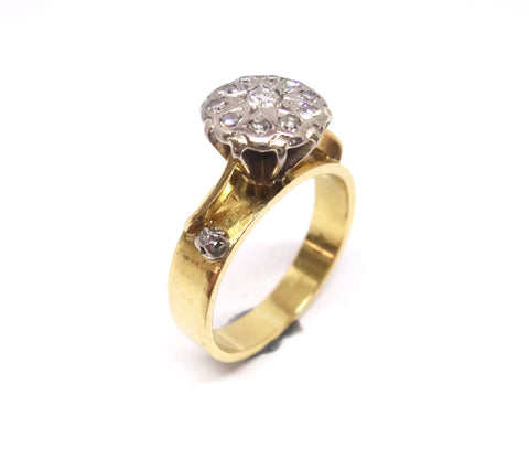 18CT Yellow GOLD, Palladium & DIAMOND Cluster Ring