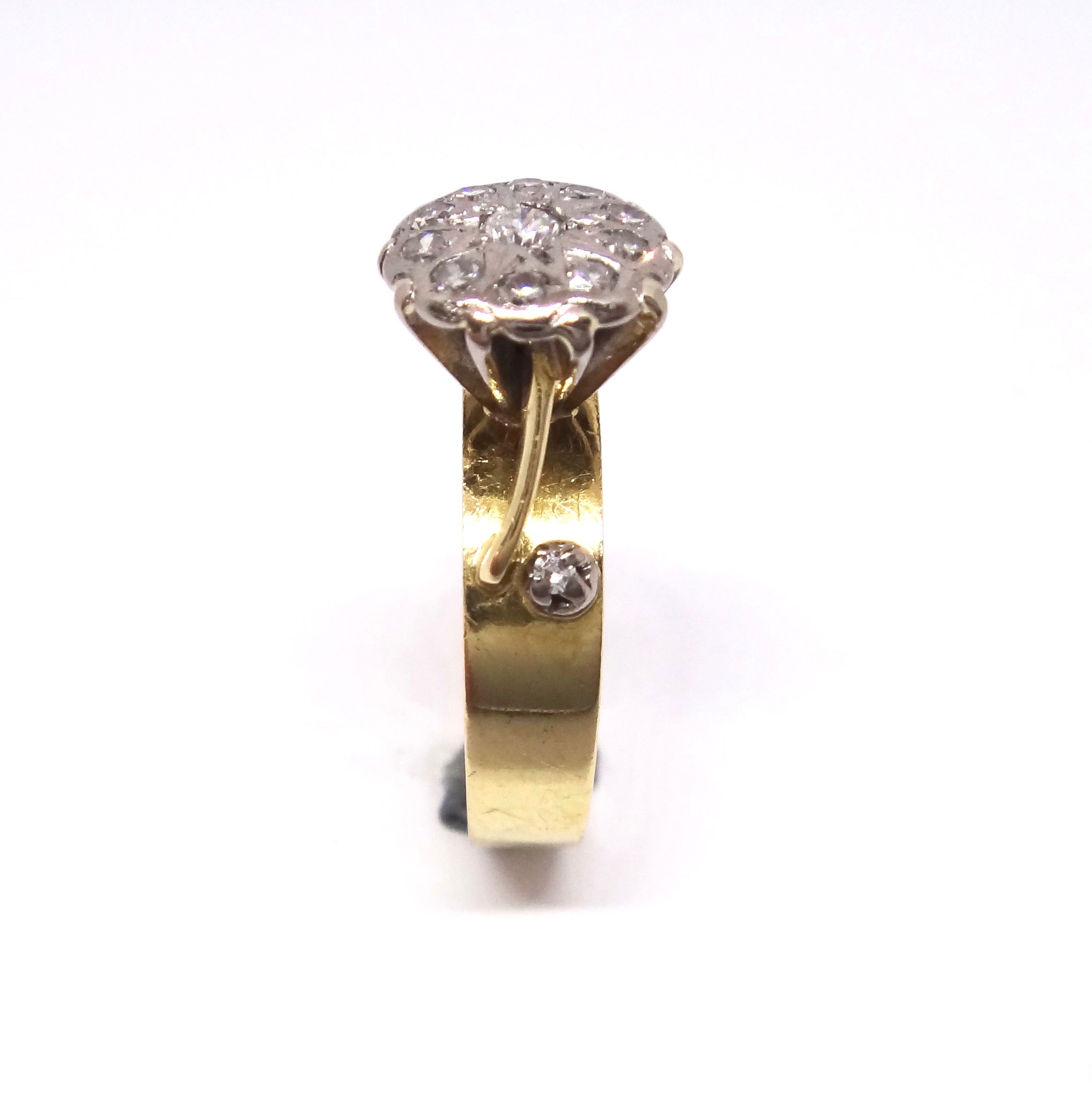 18CT Yellow GOLD, Palladium & DIAMOND Cluster Ring
