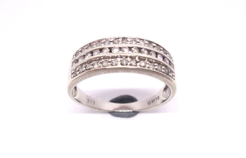 9CT White GOLD & Multi DIAMOND Channel Set Band Ring