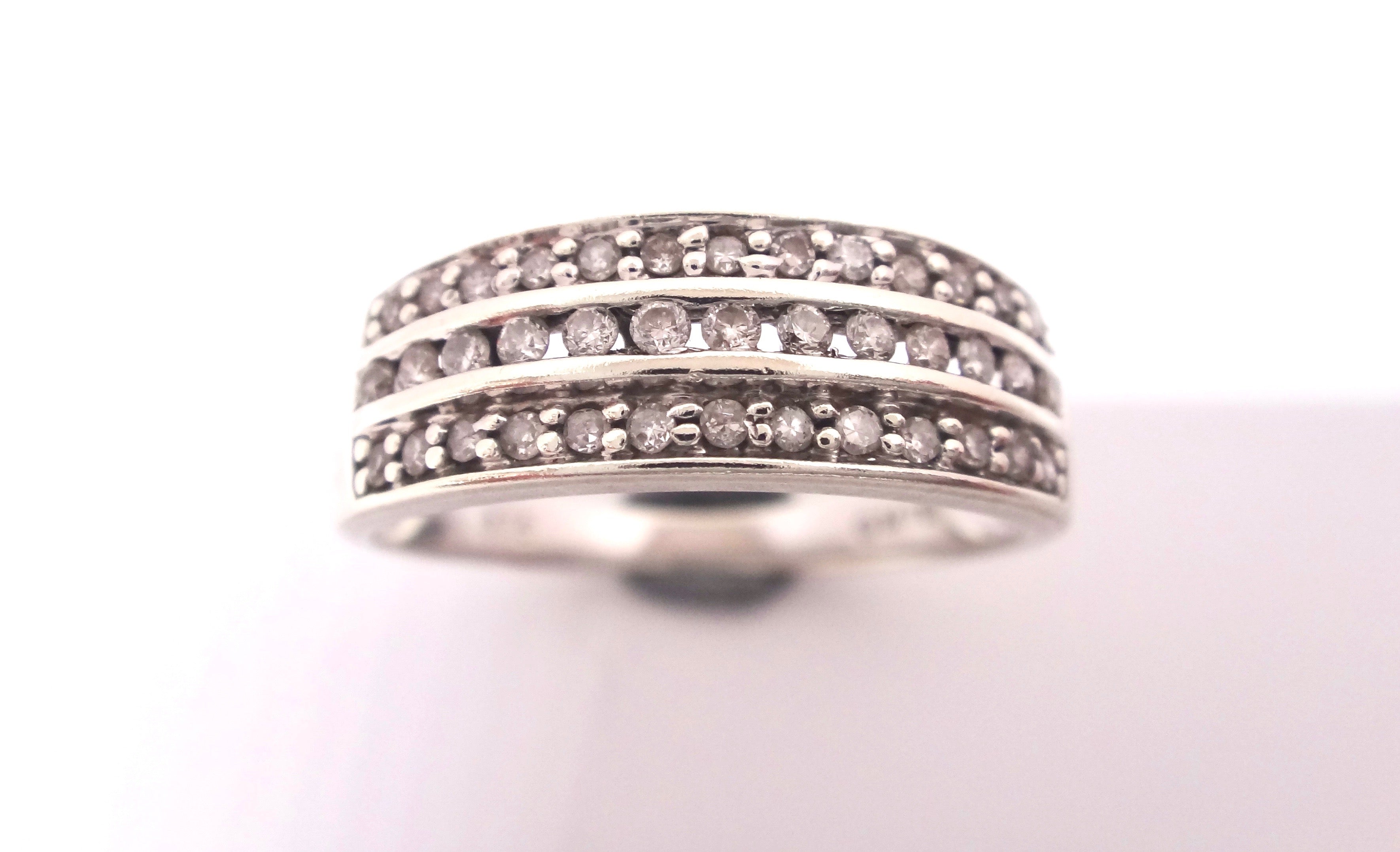 9CT White GOLD & Multi DIAMOND Channel Set Band Ring