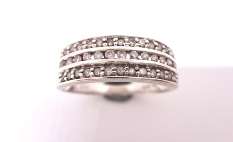 9CT White GOLD & Multi DIAMOND Channel Set Band Ring