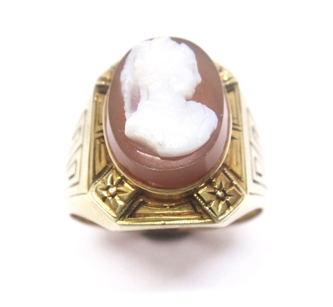 Vintage 14CT Yellow GOLD & Hard Stone Cameo Ring