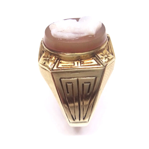 Vintage 14CT Yellow GOLD & Hard Stone Cameo Ring