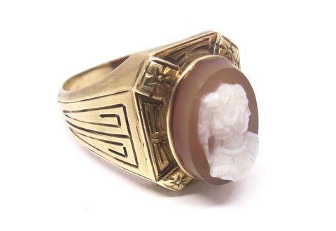 Vintage 14CT Yellow GOLD & Hard Stone Cameo Ring