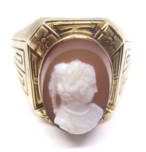 Vintage 14CT Yellow GOLD & Hard Stone Cameo Ring