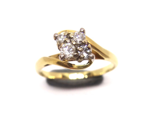 18CT Yellow GOLD & 4 Stone Diamond Ring