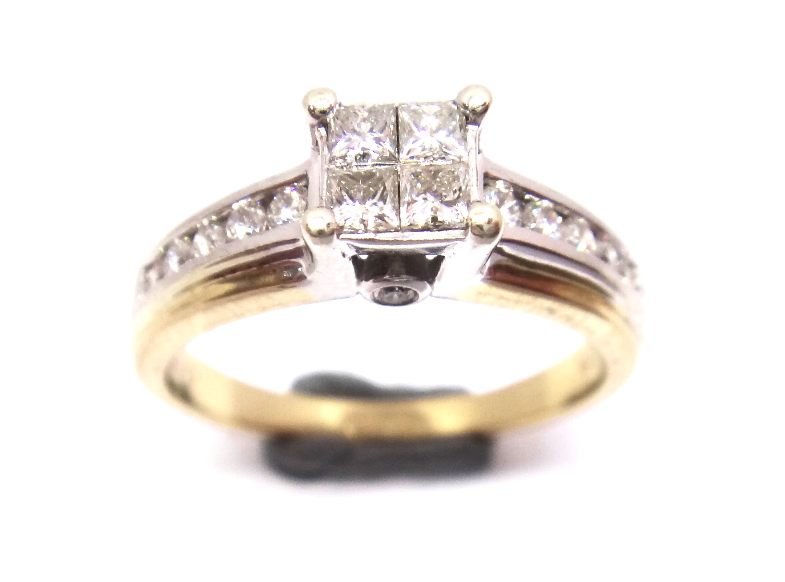 9CT GOLD, Princess & Brilliant Cut Multi Diamond Ring