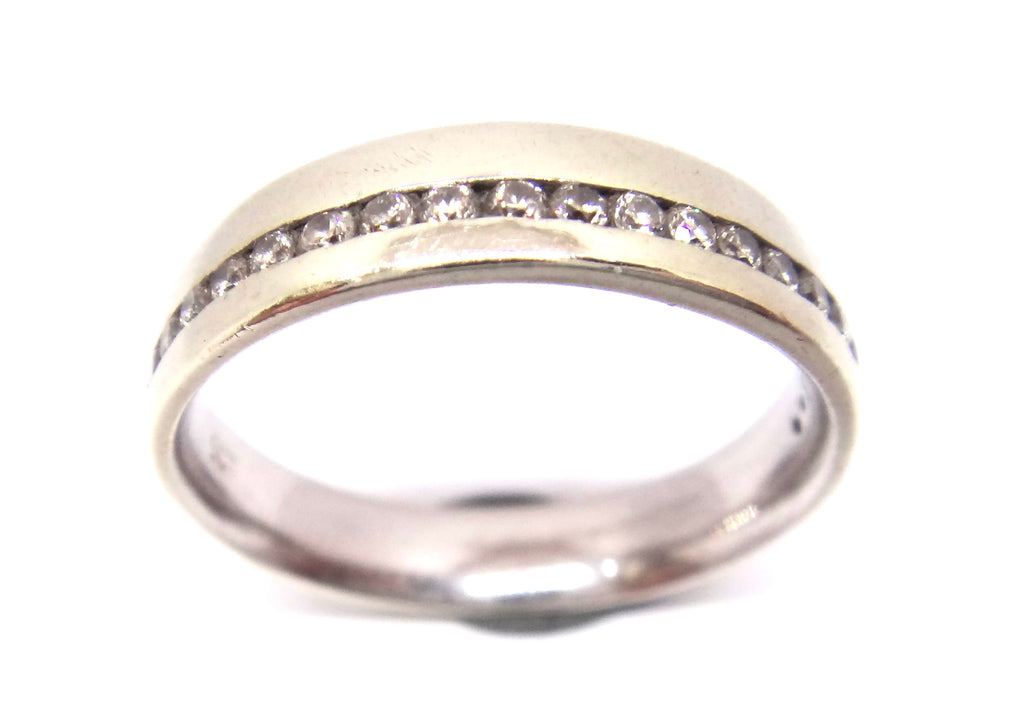 9CT White GOLD & Channel Set Diamond Band Ring
