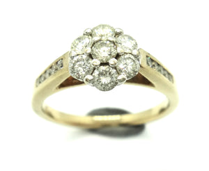 9CT Yellow GOLD & Diamond Daisy Head Ring